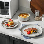 MALACASA Plates and Bowls Sets, 18 Pieces Modern Ceramic Dinnerware Set for 6 Kitchen Dinner Set Stoneware Dishware Dishes Set Microwave and Dishwasher Safe, Grey, Series TARA