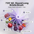 JOYMOOP Fruit Washer Spinner, Fruit Cleaner Spinner with Crank Handle, Hands-Free Fruit & Vegetable Washing Bowl, Manual Fruit Scrubber, No Electricity, Light Lavender