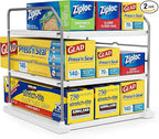 EVERIE Extendable 3-Tier Kitchen Cabinet & Pantry Organizer for Plastic Wrap, Foil & Storage Bags, Adjustable Heavy Duty Shelf Rack for Wrap Boxes, Jars & Snack Boxes (11–16.7 in Wide), Pack of 2