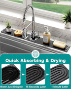 Stone Faucet Mat for Kitchen Sink, Diatomite Sink Protectors - Prevent Moisture Drying Stone Tray Fit Kitchen Counter & Bathroom Counter (Dark Gray, 30" x 4")