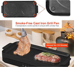 COOKTRON Portable Induction Cooktop 2 Burner with Removable Iron Cast Griddle Pan Non-stick, 1800W Double Induction Cooktop with Child Safety Lock & Time, Great for Family Party