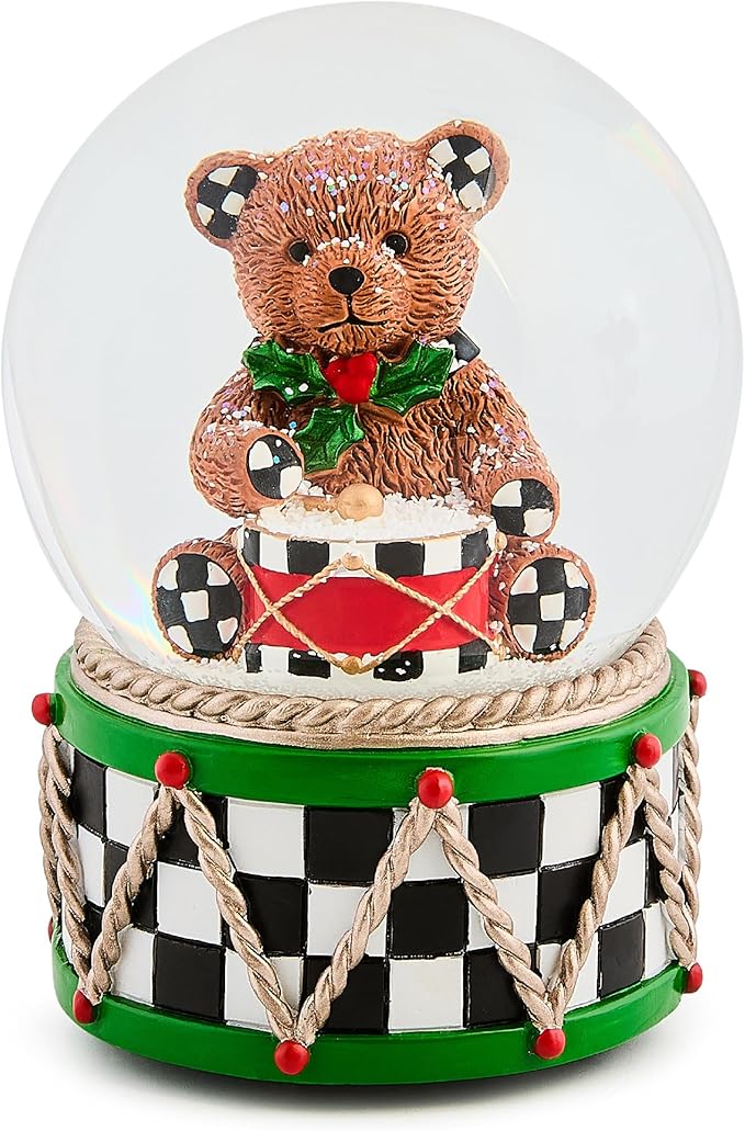 MACKENZIE CHILDS Snow Globe, Christmas Decor for Living Room, Holly Bear