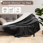 Electric Heated Blanket Queen Size - 84"x90", Soft Flannel Heating Blanket, 10 Heating Levels, 1-12 H Auto Shut Off, Dual Controllers, Breathable Warm and Washable for Bed, Dark Grey