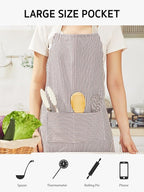 Syntus Apron for Men Women, Adjustable Cooking Kitchen Chef Aprons with 2 Pockets, Cotton/Polycotton/Polyester