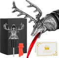 Deer Head Liquor Pourers Spout, Deer Wine Bottle Pourer and Stopper for Wine Spirits, Stag Gifts Birthday Gifts Hunting Gifts for Hunters Men Women, Silver