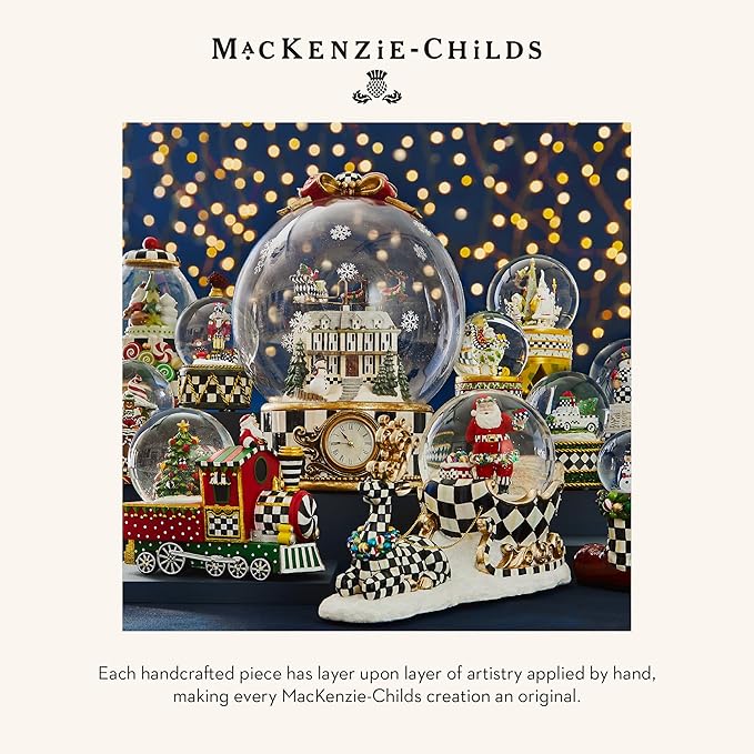 MACKENZIE-CHILDS Snow Globe, Musical Christmas Decor for Living Room, Courtly Teapot