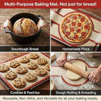 Silicone Bread Sling for Dutch Oven, 2-Pack Non-Stick Reusable Baking Mats with Long Handles, Easy to Clean, Ideal for Sourdough Bread Transfer & Baking