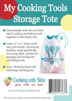 Cooking with Kids - Turquoise Nylon Mesh Storage Bag - Kids' Cooking & Baking Tools - 17" x 11" - Drawstring Closure - Hanging, Sturdy Handles