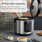 COMFEE' Rice Cooker 10 cup Uncooked/20 cup Cooked, Rice Maker, Steamer, Saute, Steamer and Warmer, 5.2 QT Large Capacity, Brown Rice, Quinoa and Oatmeal, 8 One-Touch Programs