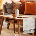 FEXIA Boho Table Runner with Tassels 72 Inches Long for Home Decor Room Decor Farmhouse Rustic Macrame Table Runners for Dining Bedroom Bridal Shower(12x72 Inches)