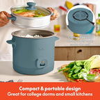 bella 16 Cup Rice Cooker with Steamer, Dishwasher Safe Steaming Basket, Rice Paddle and Measuring Cup, Removable Nonstick Cooking Bowl, Automatic Keep Warm Function, 400 Watt, Surf