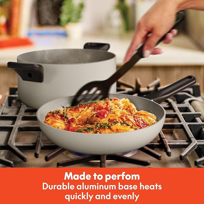 bella 21 Piece Kitchen Set with EverGood™ Ceramic Nonstick Coating, Dishwasher & Oven Safe, All Stovetops Compatible, Tempered Glass Lids & Cool Touch Handles, Oatmilk
