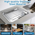 4 PCS Stainless Steel Baking Sheet Set,(2 Sheets + 2 Racks)15.7 X 11.8 Inch Baking Pan with Stainless Steel Fork,Spoon and Knife,Rust Baking Tray Pan for Kitchen Oven,Easy Clean&Durable