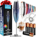 Zulay Kitchen Powerful Milk Frother Wand With 4 AA Duracell Batteries - Ultra Fast Handheld Drink Mixer - Electric Whisk Foam Maker for Coffee, Lattes, Cappuccino, Matcha & Creamer - Deep Sea