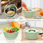4-1 Strainer with Bowl & Spoons Set - Strainers and Colanders - Colanders for kitchen(Patented) - Pasta Strainer with Upgraded Graters & Spoons for Fruit Veggie Kitchen Essentials, Green