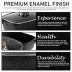 Moss & Stone 6 Quart Oval Roaster Pot with Lid, 12"x8.3" Die Cast Aluminum Chicken Roaster, Induction, Gas & Ceramic Cooktop Compatible, Hard Anodized Nonstick Roasting Pan With Lid, Oven Safe