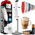 Zulay Kitchen Patented Tornado Triple Whisk Milk Frother with 4 Duracell Batteries – Handheld Foam Maker for Coffee, Lattes, Matcha & Hot Chocolate – Rich, Creamy Froth in Seconds - White & Black