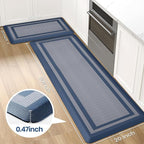 KitchenClouds [2 PCS Kitchen Rugs Cushioned Anti-Fatigue Kitchen Mats for Floor Waterproof Kitchen Rug Set Non-Slip Comfort Standing Mat for Office, Sink, Laundry 20"×30"+20"×60",Blue