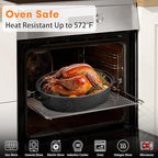 15” Roaster Pan with Lid and Rack, Small Enamel Roaster Pan with Oval Roasting Rack, Granite Baking Pot for Chicken Turkey Lamb, Heat Resistant, Oven/Dishwasher/All Stovestops Compatible
