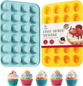 VRUIFA 2PCS Silicone Mini Muffin Pan, 24 Cups Nonstick Mini Cupcake Pan for Baking, BPA Free and Dishwasher Safe, Great for Making Muffin Cakes, Tart, Bread and Egg Bites