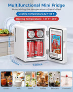 Electactic Mini Fridge, 4L/6 Cans Cooler & Warmer Portable Compact Refrigerator, Small Skincare Fridge for Makeup Food and Drinks, Small Cooler for Bedroom, Cosmetics, Car, Office, White