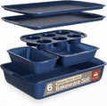 BAKKEN Kitchen Baking Pan Set - Nonstick Blue Marble Coating, Commercial Grade Carbon Steel Bakeware Sets, Baking Kitchen Essentials, PFOA, PFOS, PTFE Free, Oven Safe Tray (Up To 450° F), Set of 6