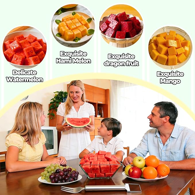 2-in-1 Stainless Steel Fruit Cutter, 2026 New Upgrade Dual Head Watermelon Fork Slicer Cutter Tool, Summer Watermelon Fruit Cutting Home Kitchen Gadgets (1PCS)
