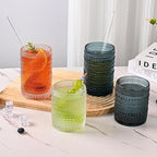 ZMOWIPDL Vintage Hobnail Drinking Glasses Set of 8,Clear 12 oz & 15oz Highball Glass Cups, Kitchen Drinkware Glassware,Embossed Water Tumbler,for Beer,Cocktail,Whiskey,Juice and Various Mixed Drinks