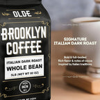 BROOKLYN COFFEE Whole Bean, Italian Dark Roast (5lb) Extra Strong, Delicious Taste, Heavenly Aroma - Fresh Bulk Coffee Beans Roasted Weekly in NYC