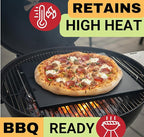 Easy Clean, Non Stick Ceramic Pizza Stone - Pizza Stones for Grill with Handles, Pizza Peel, Pizza Cutter, Dough Tool - Bread Baking Stone - 15 inch Ceramic Pizza Pan - Pizza Oven Accessories Kit