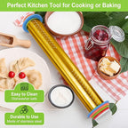 Adjustable Rolling Pins for Baking, Stainless Steel Rolling Pin with Thickness Rings, Metal Dough Roller for Fondant Cookies Pastry Pizza Pasta, Measuring Rolling Pin Baking Tools for Cake Baker, Gold