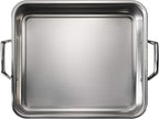 Tramontina 16.5-Inch Stainless Steel Deep Roasting Pan with Basting Grill and V-Rack, Turkey Roaster for Oven, Dishwasher Safe, Made in Brazil