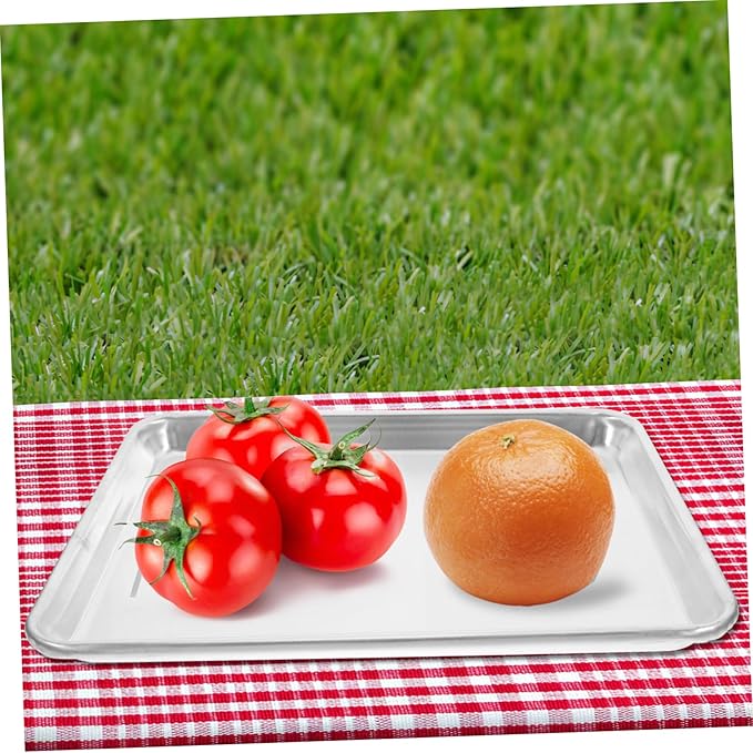 Cabilock Stainless Steel Baking for Toaster Ovens Rectangular Pan for Steaming Grilling Roasting Easy to Clean with Smooth Edges for Handling Baking Tray for Versatile Cooking
