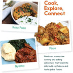 eat2explore Cooking Kits for Kids 14 Pcs – Interactive & Educational Kids Cooking Sets Real for Ages 5 and Up,3 Recipe Cards & Global Ingredients – Fun for Young Chefs (Kenya Edition)