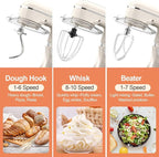 CEBORY 3-IN-1 Electric Stand Mixer, 6.5QT Bowl 660W 10-Speed Kitchen Mixer, Household Food Mixers include Dough Hook, Beater and Whisk, Bread Cake Mixer for Baking and Most Home Cooks, Almond Cream