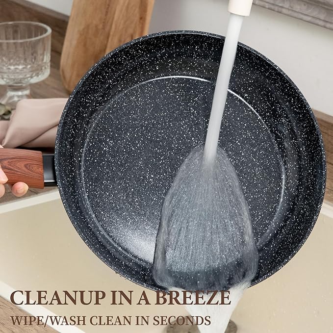 26Pcs Pots and Pans Nonstick Ceramic Cookware Set Nontoxic Kitchen Cooking Set with Steamers Utensils Induction Compatible, PFAS/PFOA Free, Oven and Dishwasher Safe, Black