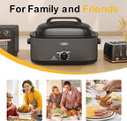 Sunvivi Roaster Oven, Electric Roaster Oven with Viewing Lid, 30lb 26-Quart Turkey Roasters with Unique Defrost/Warm Function, Large Roaster with Removable Pan & Rack, Stainless Steel, Grey