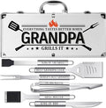 Grandpa Gifts, Grandpa Birtdhay Gifts from Grandkids Heavy Duty Grilling Accessories Kit for Backyard BBQ, Thick Stainless Steel Grill Utensils with Non-Slip Handle Tool on Christmas Grandparents Day