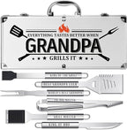 Grandpa Gifts, Grandpa Birtdhay Gifts from Grandkids Heavy Duty Grilling Accessories Kit for Backyard BBQ, Thick Stainless Steel Grill Utensils with Non-Slip Handle Tool on Christmas Grandparents Day