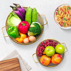 2PCS Gold Strainer for Kitchen, 3QT and 5QT, Stainless Steel Colander with Handle for Fruits Vegetables Cooking Food, Dishwasher Safe