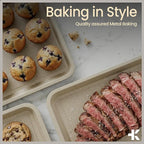 BAKKEN Kitchen Baking Pans - Nonstick White Coating, 13.58’’ × 9.65’’ Commercial Grade Carbon Steel Cookie Sheet, Diamond Texture Bottom, PFOA, PFOS, PTFE Free, Oven Safe Tray (450°F), White Marble