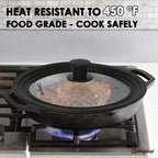 13-14-15 in Universal Pan Lid, Extra Large Silicone Pot Lid for Pots, Pans & Skillets, Replacement Frying Pan Lid with Heat Resistant Silicone Knob, Dishwasher Safe, Black