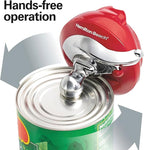 Hamilton Beach Walk 'n Cut Electric Can Opener for Kitchen, Use On Any Size, Automatic and Hand-Free, Cordless & Rechargeable, Easy Clean Removable Blade, Red (76506)