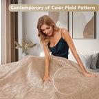 Electric Heated Blanket 50" x 60" Throw Size Breathable Warm Flannel Heated Blanket with 4 Heating Levels & 3 Hours Auto Shut Off, Control Temperature and Washable, for Sofa and Bed - Light Brown