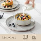 MALACASA Plates and Bowls Sets, 18 Pieces Modern Ceramic Dinnerware Set for 6 Kitchen Dinner Set Stoneware Dishware Dishes Set Microwave and Dishwasher Safe, Grey, Series TARA