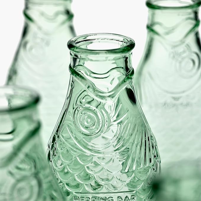 Serax Glass Water Pitcher | Fish & Fish glassware by Paola Navone | Wine Carafe Decanter 28.74 fl oz | Clear Green Bottle Container for hot & cold Drinks | Fridge Beverage Dispenser, Suitable as Vase