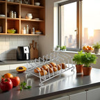 Silver 8 Holes Stainless Steel Tool Toast Cooling Grid Bread Rack Rectangle Air Fryer Accessories Organizer Safe Healthy Stainless Steel Toast Rack Baking Tools and Accessories, Cooling Racks