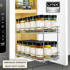 LYNK PROFESSIONAL® Pull Out Spice Organization for Cabinets - 6-3/8 inch Wide – Spice Rack for Inside Cabinets, Slide Out Spice Rack Organizer for cabinet – Pull Out Spice Rack, Sliding 2 Tier Chrome