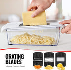 Fullstar Mandoline Slicer for Kitchen, Fruit Cutter, Cheese Grater, Cucumber Slicer, Veggie Spiralizer, Food Cutter & Kitchen Gadgets & Gifts with Safety Glove (11 in 1, White)