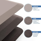 KitchenClouds Kitchen Mat Cushioned Anti Fatigue Kitchen Rug 0.8inch Water Resistant Non Slip Kitchen Rugs and Mats Standing Desk Mat Comfort Floor Mats for Kitchen Sink Office (17.3"x60",Khaki)